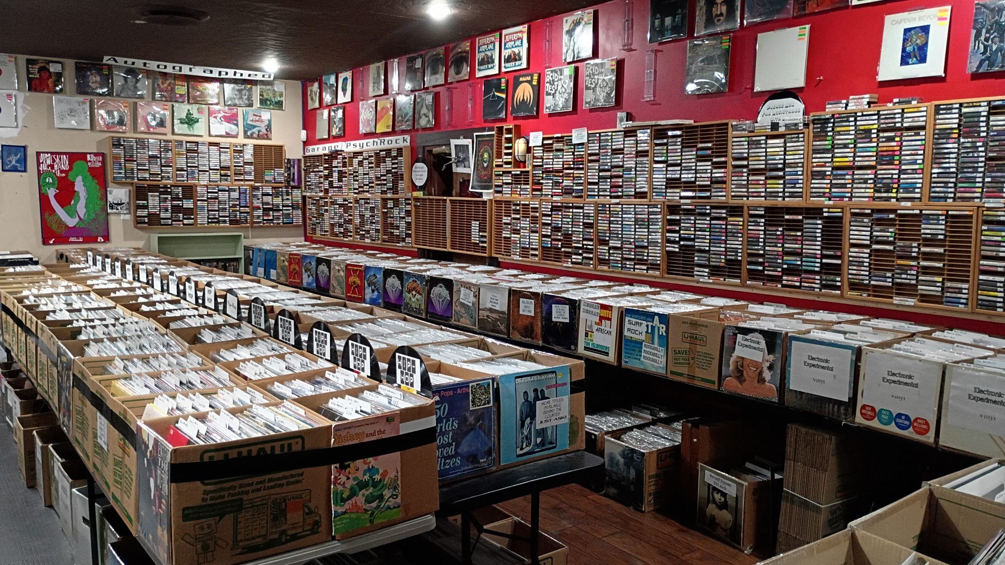 Vinyl shelves at Redding Records & Music