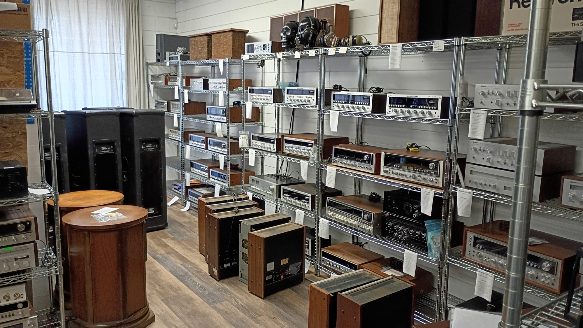 Vintage stereo equipment in the showroom